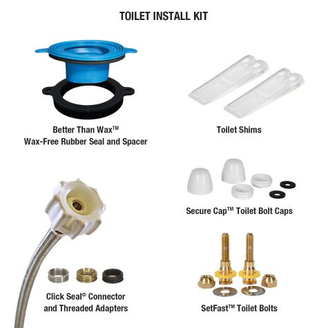 Fluidmaster Toilet Installation Kit with Better Than Wax, SetFast, Secure Cap, and Click Seal